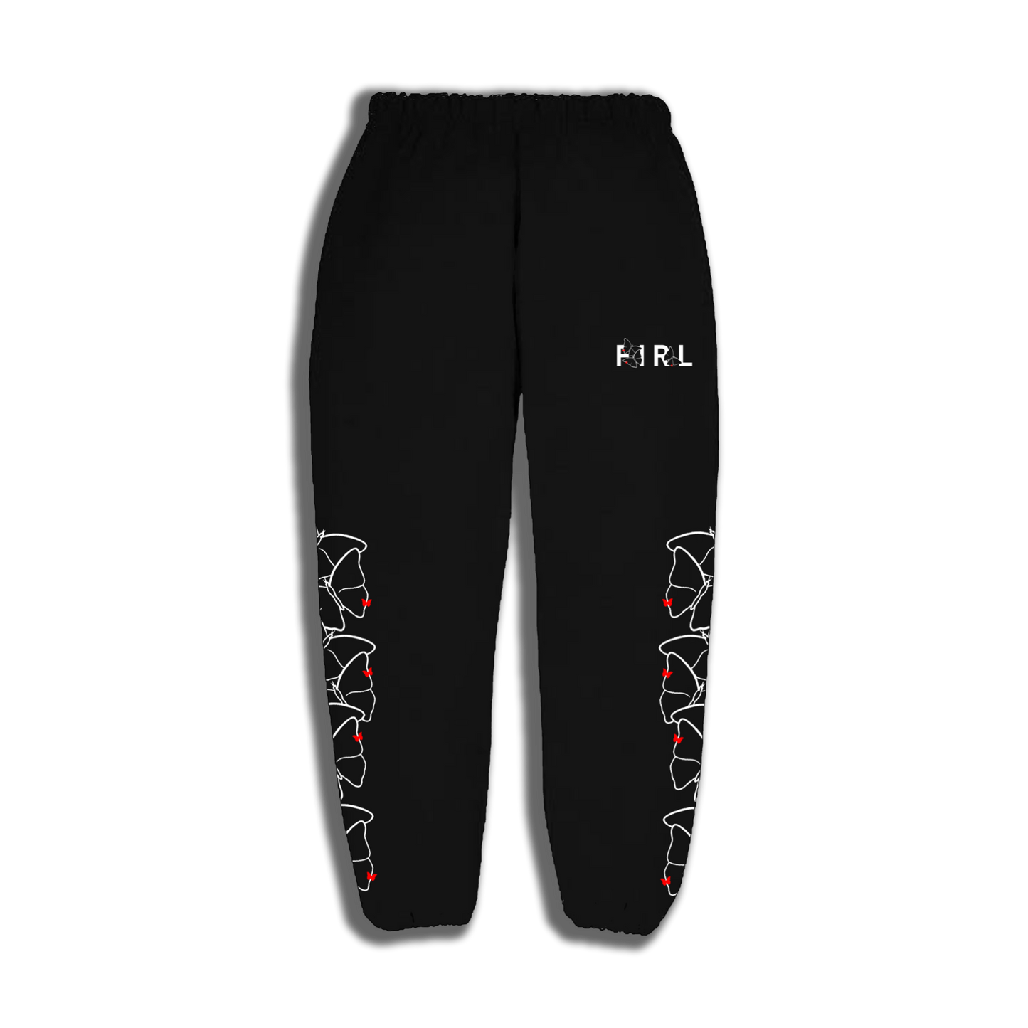 FIRL BUTTERFLY PATTERN SWEATPANTS - BLACK/RED/WHITE
