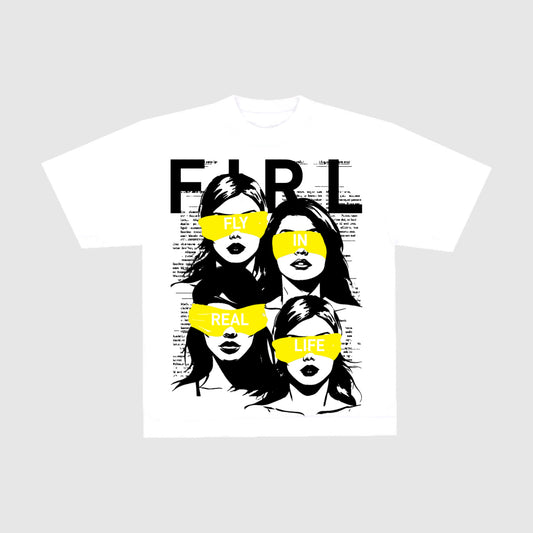 FIRL BLINDED BY REALITY TEE- WHITE/BLACK/YELLOW